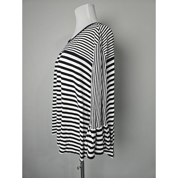 RUBY RD. Black White Striped Bell Sleeve Knit Sweater Top 3X - Picture 2 of 5